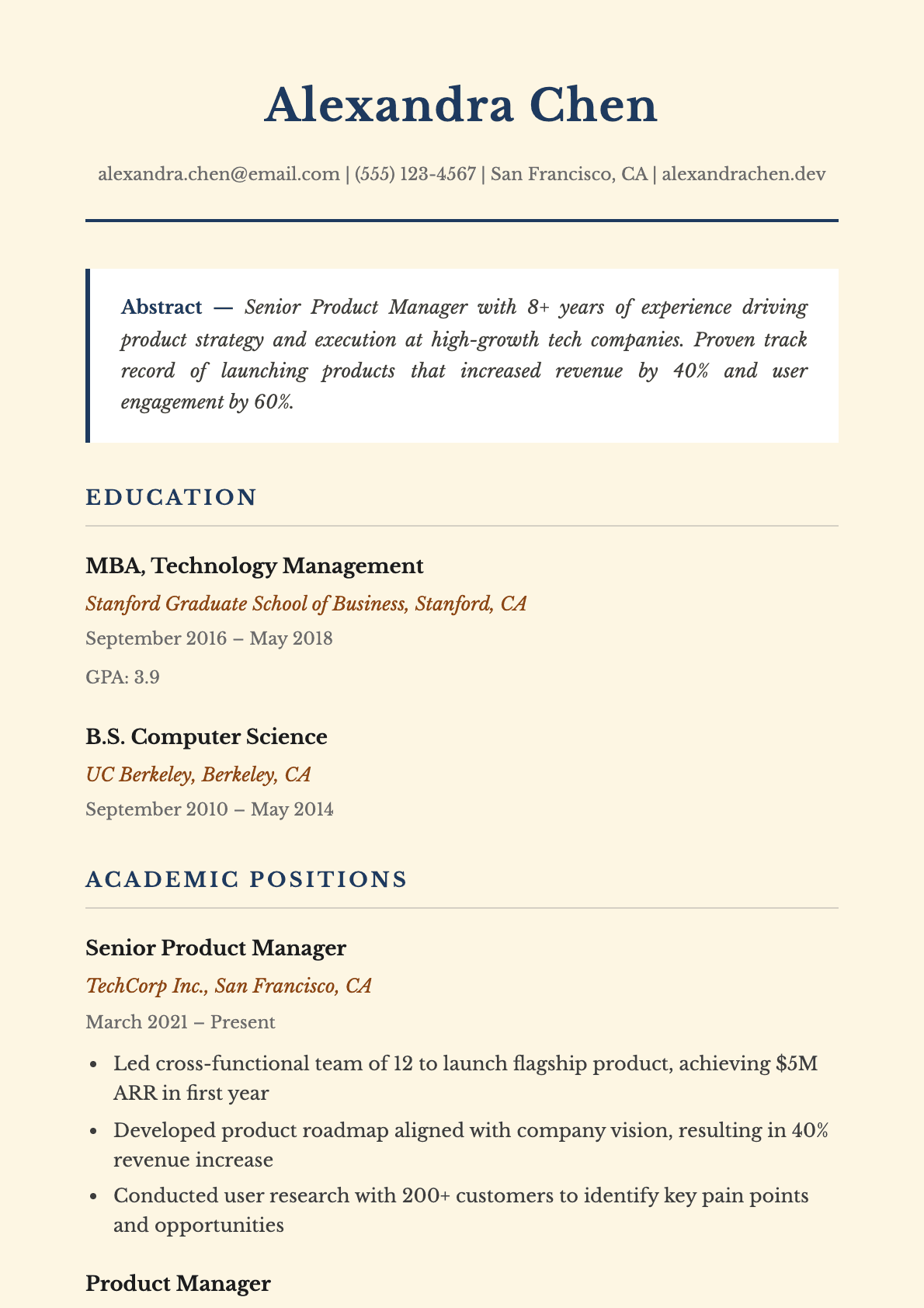 Academic Research resume template preview
