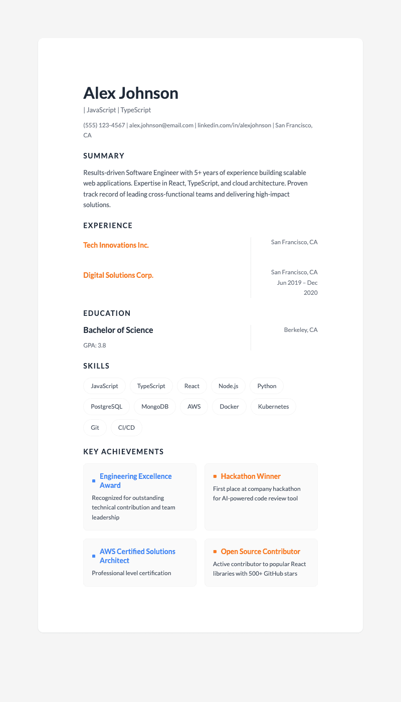 Modern Finance Professional resume template preview